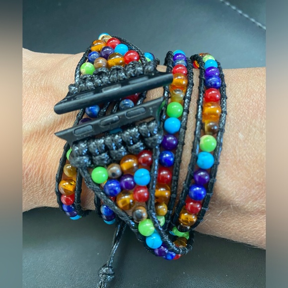 multi color beaded wrap band for Apple watch 41mm - Picture 3 of 7